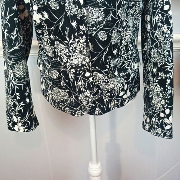 Villager Liz Claiborne Co. Black & White floral jacket/ blazer sz 12 Whimsigoth - Picture 3 of 10
